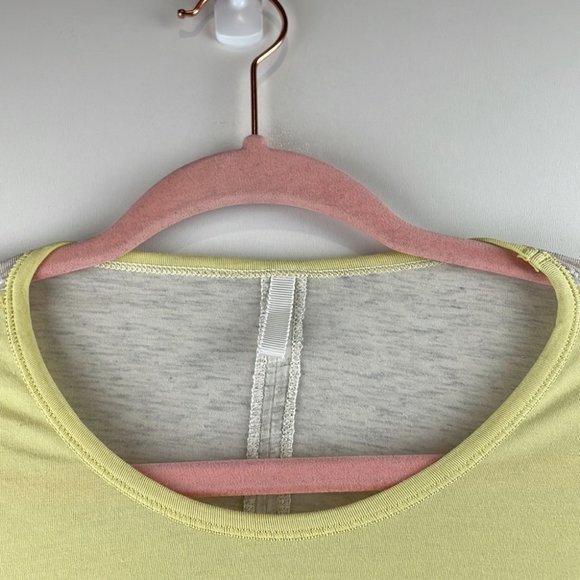 Lululemon Yellow Devotion Short Sleeve Tee Medium Clarity Heathered Polar Cream - Picture 5 of 10